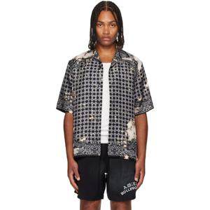 25 FW 아미리 남성 블랙 블리치 워싱 반다나 볼링 셔츠 252886M192013