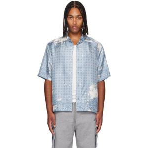 25 FW 아미리 남성 블루 블리치 워싱 반다나 볼링 셔츠 252886M192014