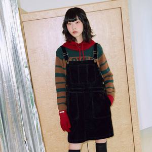 [랩]벨벳 데님 서스펜더 미니원피스(AQ4DOA61)