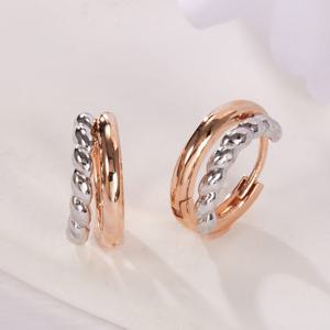 [비앤비골드] 14K 꼬임 콤비 더블링 원터치 귀걸이 한쌍 PNE41648