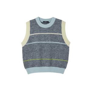 [랩]멀티컬러 배색라인 니트베스트(AQ4KVS40)