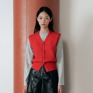 [랩]러브자수 트임 브이넥 니트 베스트 (AQ4KVA80)