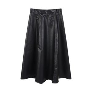 [랩]랩 레더 뒷밴딩 플레어 롱스커트(AQ4LSA40)