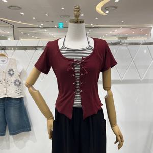 [밸리걸] 레이스업 레이어드 티셔츠 605710
