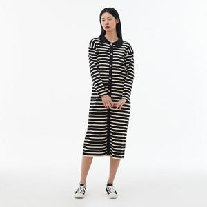 [랩]배색 잔단가라 긴팔 니트원피스(AP4KOA40)