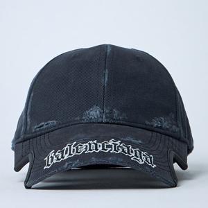 25 FW 발렌시아가 로고 디테일 브림 디스트레스트 베이스볼 캡 블랙 834914 410B2 1041
