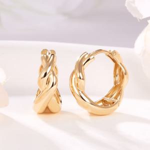 [비앤비골드] 14K 트윈 웨이브 꼬임 원터치 링 귀걸이 한쌍 PNE41792