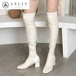 [애슬릿] 스퀘어 토 여성 스판 삭스 슬림핏 롱 부츠