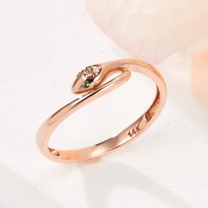 [비앤비골드] 14K 에메랄드 아이 골드 스네이크 반지 SRS41749