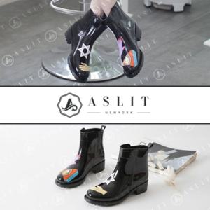 [애슬릿] 일러스트 둥근코 여성 장화 숏 레인 부츠