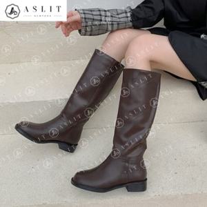 [애슬릿] 발 편한 통 넓은 데일리 모던 통굽 롱 부츠