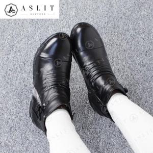 [애슬릿] 여성 소가죽 큐빅 포인트 웨지 힐 앵클 부츠