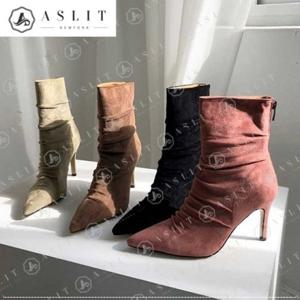 [애슬릿] 여성 뾰족 가보시 힐 스웨이드 앵클 부츠