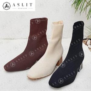 [애슬릿] 여자 스퀘어 삭스 높은 굽 앵클 부츠