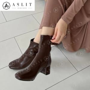 [애슬릿] 여성 스티치 미들 힐 삭스 스판 앵클 부츠