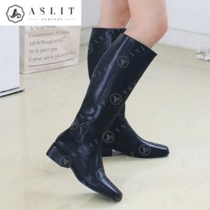 [애슬릿] 여성 스퀘어 통 넓은 옆 지퍼 롱 부츠 4cm