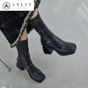 [애슬릿] 여성 스퀘어토 가보시 삭스 미들 부츠 힐