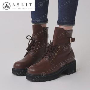 [애슬릿] 여성 스트랩 통굽 레이스업 워커 부츠 힐