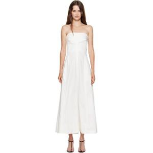 25 FW 세인트 아그니 여성 오프 화이트 스컬프트 코튼 스트랩리스 미디 드레스 252193F054003