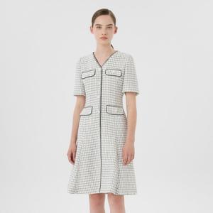 [라인어디션]V넥 트위드 체크 원피스 (NWOPNG05)