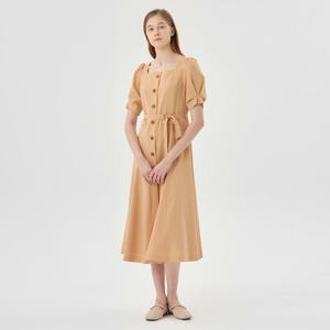 [라인어디션]스퀘어넥 플레어 벨티드 원피스 (NROPNG01)