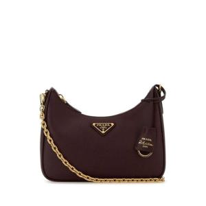 프라다 여성 브라운 REEDITION 가죽 하프문 크로스백 1BH204VV2PNZV F0GCM