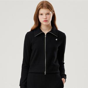 르꼬끄 여성 여성 컴피니트 하이넥 집업 QP322OFT91_BLK