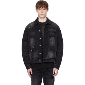 25 FW 아미리 남성 블랙 블리치 워싱 반다나 데님 재킷 252886M177000