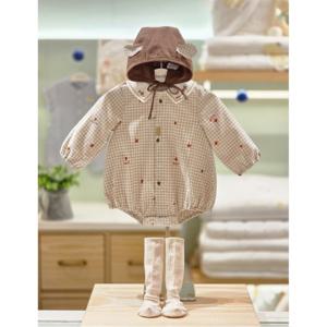 압소바 HK(아기외출복)메이슨 체크우주복 장말세트(25년가을신상) (A2522306A)