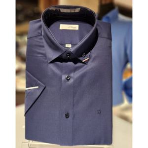 듀퐁셔츠 슬림핏반팔 SE4MM21HS305SNY 120수 히든스넵 네이비 선물용