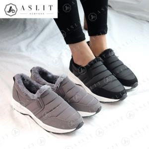 [애슬릿] 데일리 여성 패딩 털 지퍼 슬립온 운동화