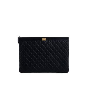 [엘러브] 샤넬 보이 클러치 라지 블랙 빈티지금장 캐비어 5ET1134