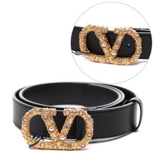 [발렌티노] 25FW 여성 크리스털 브이로그 시그니처 벨트 (7W2T0SM9 QWG BBK 25F)