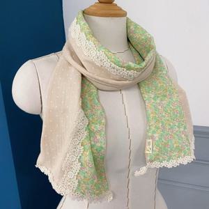 [애슬릿] 여성 도트 레이스 꽃 면 롱 스카프