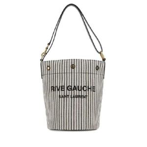 생로랑 리브고쉬 로고 스트라이프 캔버스 버킷백 761473