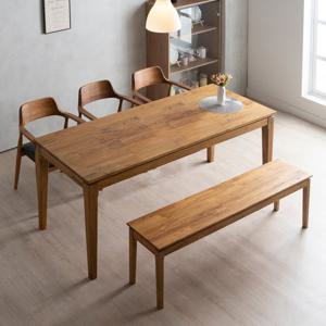 레이프 6인용 원목 식탁세트 C타입 (원목테이블+의자3개+3인벤치