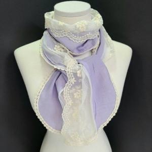 [애슬릿] 여성 이쁜 반 레이스 배색 봄 가을 롱 스카프