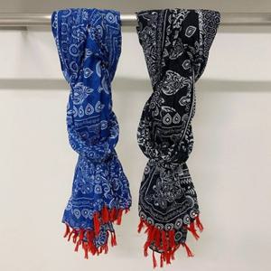 [애슬릿] 여성 봄 페이즐리 주름 면 롱 머플러 스카프