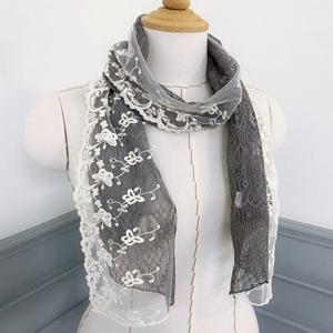 [애슬릿] 나비 레이스 배색 얇은 롱 머플러 스카프