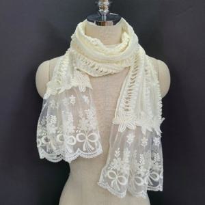 [애슬릿] 여성 이쁜 플라워 리본 무늬 레이스 롱 스카프