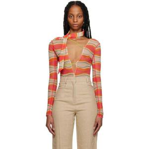 25 FW 쟈크뮈스 여성 멀티컬러 르 라피아 르 바디 아바나바 바디수트 231553F358014