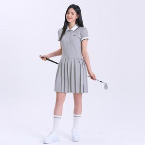 다운블로우-9002-1W 스포티카라 반팔플리츠원피스 스포츠 스포츠웨어 골프 테니스 카라 카라반팔 원피스 플리츠 플리츠원피스 카라원피스