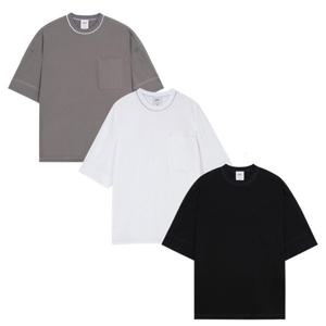 [지이크]S/S 포켓 트임 스티치 디테일 라운드넥 오버핏 반팔 남성 티셔츠3종 (PG_IBD8031)