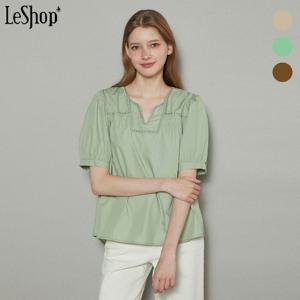 [르샵]넥 트임 자수 퍼프 블라우스 (BO8BL012A)