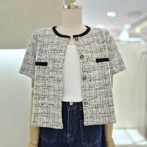 [AB.F.Z] 배색 트위드 반팔 자켓 (KSZ3ZJ31H)