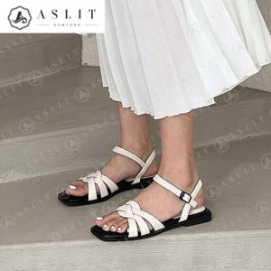 [애슬릿] 스퀘어 여성 짜임 스트랩 메리제인 플랫 샌들