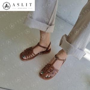 [애슬릿] 슬림 짜임 T 스트랩 여성 메리제인 플랫 샌들