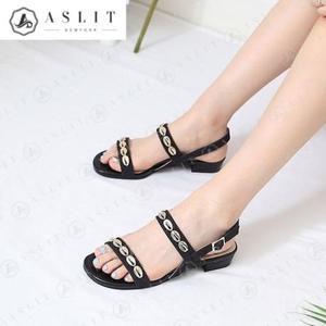 [애슬릿] 빅사이즈 커피콩 체인 스트랩 여성 슬링백 샌들