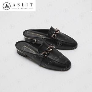 [애슬릿] 여성 투톤 체인 골드 사무실 뮬 블로퍼 2cm