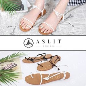 [애슬릿] 엄지 쪼리 발목 스트랩 플랫 샌들